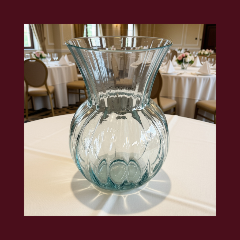 [ASC-VASE-GLASS-SHORT RIBBEL] VASE-GLASS-SHORT RIBBEL